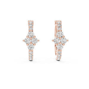 Boucles d'oreilles créoles de luxe en or rose 10K avec diamants Roselia Radiant de laboratoire, taille brillant rond - Product Image 4