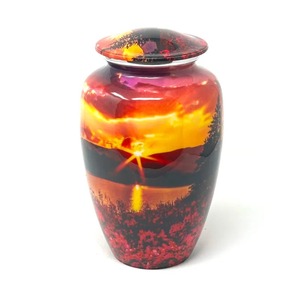 Urna Funeraria Artística Personalizada con Diseño de Paisaje al Atardecer para Guardar Cenizas de Adultos, Urna Grande de Aluminio para Cenizas de Hombres - Product Image 3