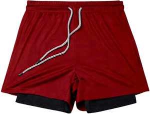 Summer Men Double <b>Layer</b> <b>Mid</b> Waist Fitness Gym Training Sports Shorts Quick Dry Eco-Friendly Breathable Workout Jogging - Product Image 1
