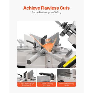1.1 kW Moteur 0-45 degrés Réglage de l'angle Vitesse variable Métal Bois Plastique Scie à ruban 7X12 Capacité de coupe rectangulaire - Product Image 4