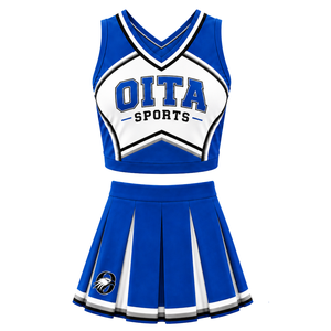 Conjunto de Uniforme de Porristas Azul Rey, Top Corto y Falda Plisada, para Competencia de Baile, Ropa Deportiva - Product Image 1
