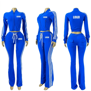 2026Women Velour Tracksuit 2 Piece <b>Set</b> Y2K Striped Zip up Jacket Flare Pants Outfit Vintage Streetwear Casual Sportswear Custom - Product Image 2