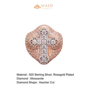 Mens Rose Gold Tone Moissanite Diamond <b>Cross</b> <b>Ring</b> Hip Hop Engagement & Wedding Gift Jewelry Modern Wear - Product Image 6