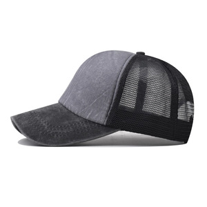 Wholesale Fashion Two Tone Washed Cotton Foam Trucker Hat <b>Vintage</b> <b>Caps</b> With Custom Printed Logo Mesh Back Snapback - Product Image 2