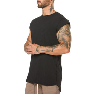 Débardeur de sport sans manches pour hommes, coupe longue, en coton, personnalisable avec logo, pour la gym et le fitness, style streetwear décontracté, vente en gros - Product Image 6