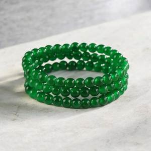 Bracelet extensible géométrique SOFIYA CRAFT pour femme, tendance, perles vertes naturelles, résine ronde - Product Image 3
