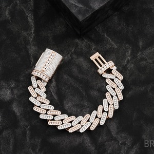 Pulsera de Oro de 14K con Diamantes Redondos de Corte Brillante, Joyería Hiphop Unisex, Color D Claro, Diseño Elegante, GIA - Product Image 1