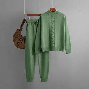 Conjunto de Dos Piezas de Suéter Casual de Punto con Cuello Alto y Antiarrugas para Mujer, Moda de Lujo Otoño Invierno - Product Image 5