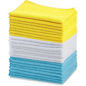 Panni in Microfibra 40x30 cm Blu/Bianchi Ultra Assorbenti Senza Pelucchi Senza Aloni Non Abrasivi Riutilizzabili e Lavabili - Product Image 1