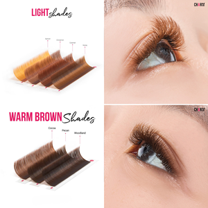 Charmlash Fournitures de cils en gros Plateaux de cils brun chocolat longueurs mixtes Meilleures ventes Cils volume russe aspect naturel - Product Image 1