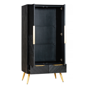 Armoire en bois de la collection GALAXY, meuble de rangement moderne pour chambre à coucher avec 2 tiroirs - Product Image 6