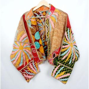 Wholesale 100% Cotton Designer <b>Kantha</b> <b>Jacket</b> MultiColor Ethnic Style Embroidery with open closure Handmade Vintage <b>kantha</b> <b>jacket</b> - Product Image 5