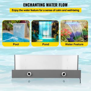 Kit Fontana a Cascata per Piscina 23.6x3.2x8.1 Pollici con LED a 17 Colori, Cascata per Piscina con Telecomando e Alimentazione Solare per Fontana da Esterno - Product Image 4