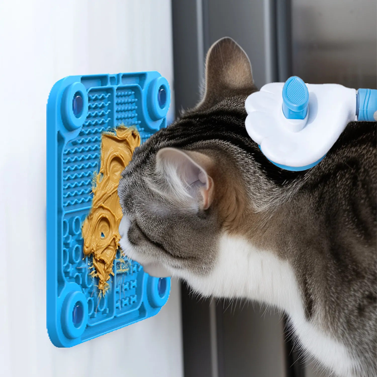 Sendiri paten makanan kelas 4 in1 desain khusus mangkuk anjing silikon tempat makan lambat