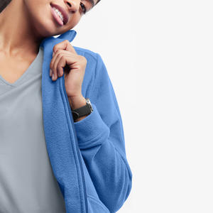 Veste chaude en polaire tricotée pour femme, options de broderie, fermeture éclair intégrale, col montant, séchage rapide, respirante, tenue de travail médicale - Product Image 3