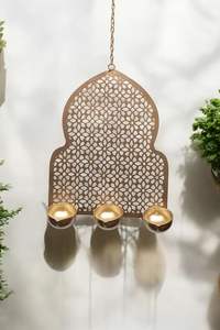 Support mural décoratif en métal doré ajouré pour bougies, ambiance festive, décoration de mariage, éclairage votif, intérieur de maison, Noël - Product Image 5