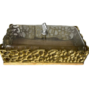 Elegant and Durable Rectangle Base <b>Cake</b> Dome Aluminium and Glass Display <b>Cover</b> for Weddings Parties Home Decor <b>Cake</b> Tools Tray - Product Image 1