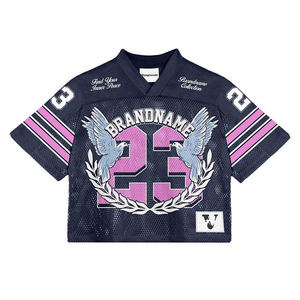 Factory Custom Printed Design Oversized Mesh Jersey Unisex Retro Soccer Boxy Cropped Top Jersey Blank Football Fashion <b>Tshirts</b> - Product Image 1