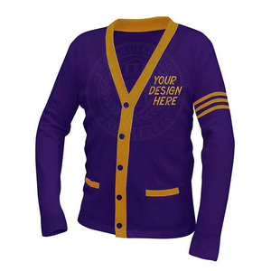 Cardigan en molleton de coton tricoté pour homme et femme, col en V, style classique, manches longues, fermeture boutonnée, longueur standard, idéal pour l'école et le collège - Product Image 3