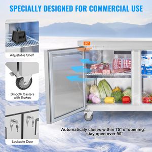 20 Cu. Ft. Frigorifero Commerciale a 3 Porte in Acciaio Inox per Preparazione di Sandwich e Insalate - Product Image 6
