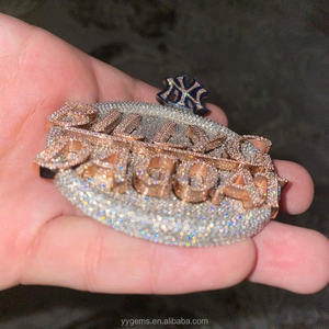 Colgante Personalizado con Símbolo, Plata 925, Redondo, con Incrustaciones de Moissanita VVS, Oro Rosa, Letra en Relieve, Joyería Hip Hop Unisex - Product Image 3