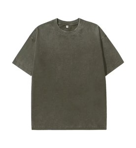 เสื้อยืดโอเวอร์ไซส์ผู้ชายสไตล์วินเทจ ล้างสีแบบแอซิดวอช ผ้าถัก 100% คอตตอน คอกลม แขนสั้น สตรีทแวร์ ป้องกันรอยยับ รับสกรีนโลโก้ - Product Image 4