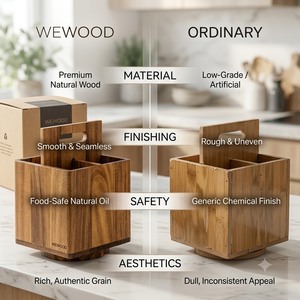 WEWOOD Porte-cure-dents en bois écologique, moderne, rectangulaire, pour cuisine, avec logo gravé, organisation domestique - Product Image 3