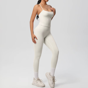 Conjunto de Top de Yoga para Mujer, Traje de Gimnasio, Top Deportivo sin Mangas, Espalda Cruzada, Secado Rápido, Transpirable y Elástico - Product Image 6