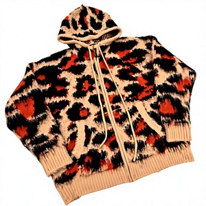 KD Knit Manufacturer Custom Logo Pattern OEM ODM Long Sleeve Knitwear <b>Set</b> Leopard Jacquard Mohair Brushed Wool Blend Men <b>Sweater</b> - Product Image 4