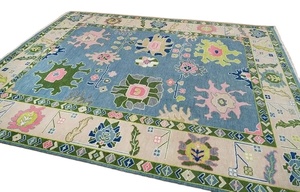 พรมพื้นที่สูง9x12ขนแกะ mohwak แบบถักมือ & ผ้าฝ้ายสไตล์ย้อนยุคสำหรับชุดห้องนั่งเล่น - Product Image 4