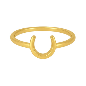 Nouvelle conception, bague de fiançailles classique en forme de fer à cheval, argent sterling 925, plaqué or 18 carats, bijoux minimalistes creux pour femmes, filles - Product Image 1