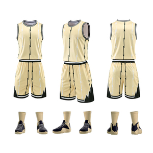 Uniformes de basket-ball sublimés noirs et jaunes pour jeunes, vente en gros, vierges, réversibles, personnalisables - Product Image 2