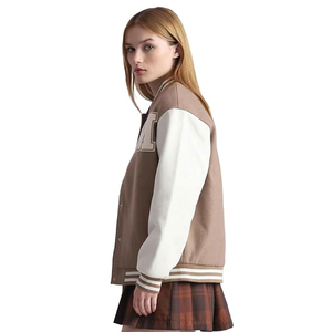 Custom Made Wholesale Cropped <b>Varsity</b> <b>Jacket</b> for Women Genuine Leather & Wool Embroidery College Polyester Material Autumn - Product Image 6
