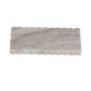 scalloped edge natural <b>stone</b> <b>decorative</b> tray luxury tabletop organizer rectangular vanity serving tray jewelry holder perfume - Product Image 1