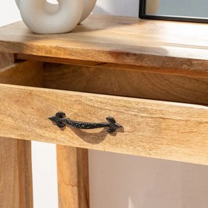 Console en bois Vandana Sierra Arion avec deux tiroirs, meuble d'appoint moderne en bois massif - Product Image 2