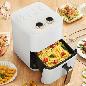 Freidora de Aire Cuadrada Blanca de 4.5L con Control Manual, Cesta Única de Cerámica Antiadherente, Electrodoméstico de Cocina Eléctrico de Sobremesa - Product Image 1