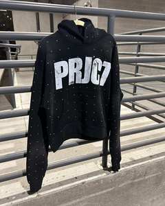 Sudadera con capucha unisex de poliéster/algodón grueso con cremallera, efecto desgastado vintage, logotipo de diamantes de imitación personalizado, para invierno, al por mayor - Product Image 5