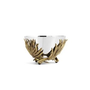 Modern Stainlesssteel Decorative Serving Bowl Gold Leaf Base Salad Fruit Bowl Large <b>Kitchen</b> Decorative Countertop Tableware bowl - Product Image 1
