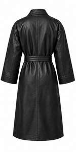 Unisex Genuine Leather <b>Robe</b> <b>Coat</b> | Black Brown Camel | OEM ODM Manufacturer | Premium Quality Design | Leather Wear | - Product Image 2