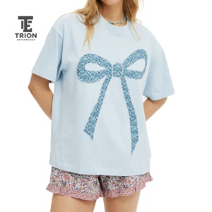 เสื้อยืดผู้หญิงคุณภาพสูง แขนสั้น คอกลม ปักลายดอกไม้ สวมใส่สบายๆ ทรงหลวม เหมาะสำหรับฤดูใบไม้ผลิและฤดูร้อน ผลิตจากผ้าฝ้ายถัก 100% - Product Image 4