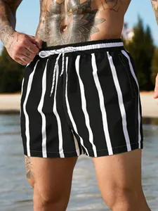 Shorts de Playa para Hombre con Cintura Ajustable con Cordón, de Secado Rápido, de Poliéster Tejido, Corte Medio - Product Image 3