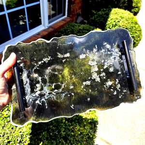 Agate Inspired Resin Tray Black & <b>Silver</b> Flakes Decorative Charcuterie Board - Product Image 3