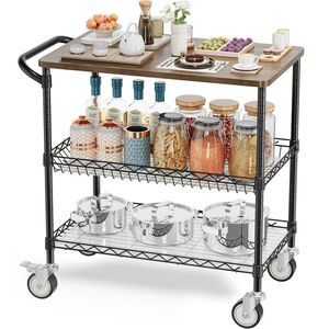 Large Capacity Iron Kitchen <b>Trolley</b> Rack With Durable Metal Frame And Easy Access Storage Shelving System - Product Image 5