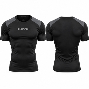 Men <b>Compression</b> T <b>Shirt</b> <b>Black</b> Gray Short Sleeve Athletic Gym Training Sportswear Custom Logo Fitness Running Workout <b>Shirt</b> - Product Image 1
