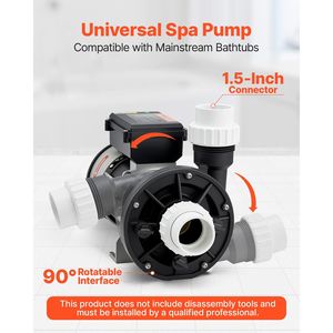 Pompa di circolazione per vasca idromassaggio da 1.5 HP 110V, porta da 1.5 pollici, portata massima 107.5 GPM, prevalenza massima 54.13 Ft/16.5 m - Product Image 3