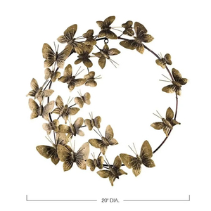 Elegante Corona de Mariposas de Metal Dorado, Impresionante Escultura de Pared Hecha a Mano, Marco Redondo Decorativo, Perfecto para Adornos Modernos del Hogar - Product Image 3