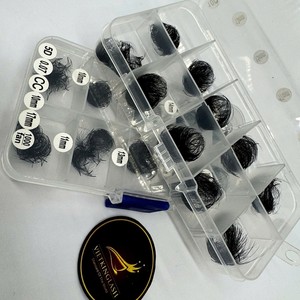 Extensions de cils synthétiques faites à la main, longueurs mixtes, naturelles, longues, éventail uniforme, base pointue, logo personnalisé 3D-20D - Product Image 6