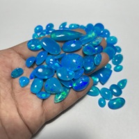 Ópalo Natural Genuino Azul Etíope Welo, Gema en Forma de Pera, Cabujón Suelto con Destellos Multicolor y Brillo Intenso