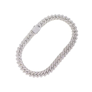 Cadena de eslabones cubanos de tres filas con diamantes de moissanita de 20mm, estilo Hip Hop, Bordillo de plata esterlina para hombres con precio competitivo - Product Image 1
