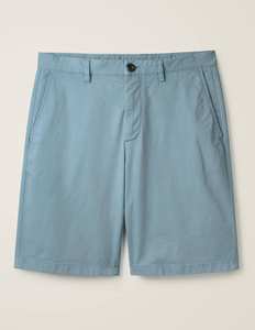 Pantalones Cortos Bermuda Azul Claro para Hombre, Tela Oxford Sólida, Cierre de Botones, Cintura Media Informal, Bolsillos, Estilo Tejido - Product Image 1